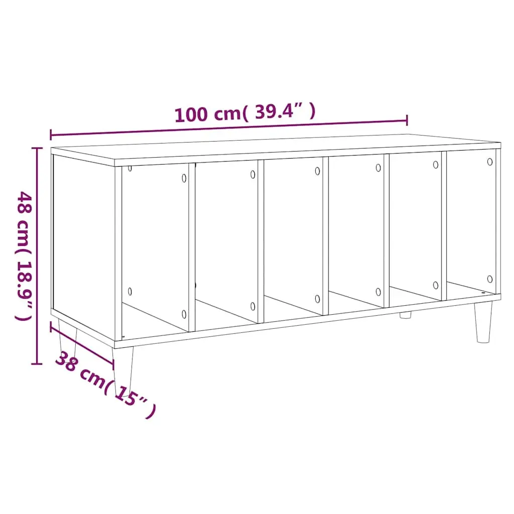 Record Storage Cabinet for Vinyl LPs White 100 x 38 x 48 cm
