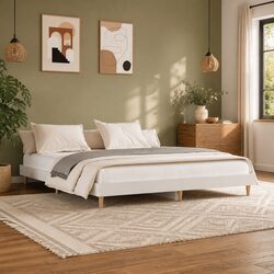 King Bed Frame White 183x203cm Engineered Wood Platform Bedroom Furniture