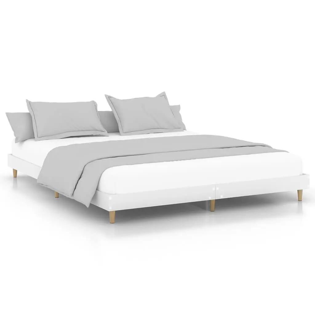 King Bed Frame White 183x203cm Engineered Wood Platform Bedroom Furniture