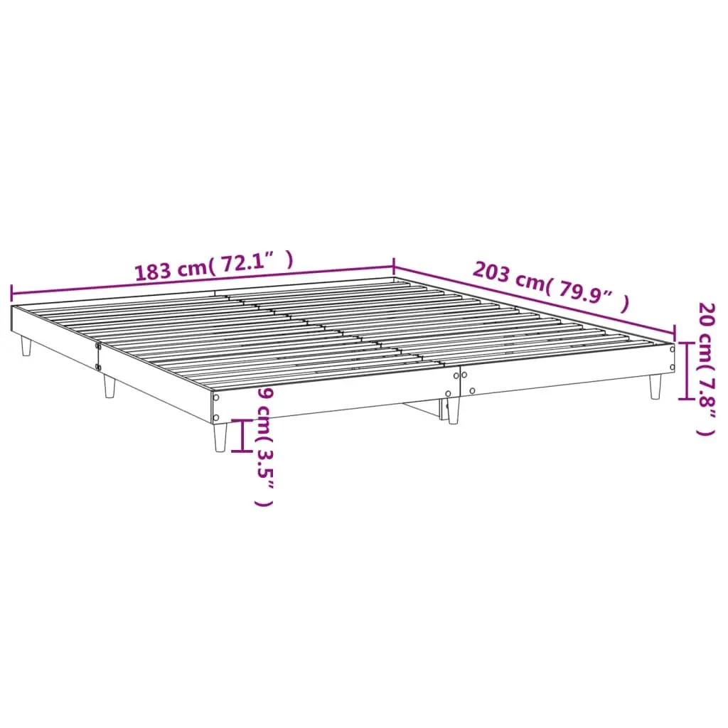 King Bed Frame White 183x203cm Engineered Wood Platform Bedroom Furniture
