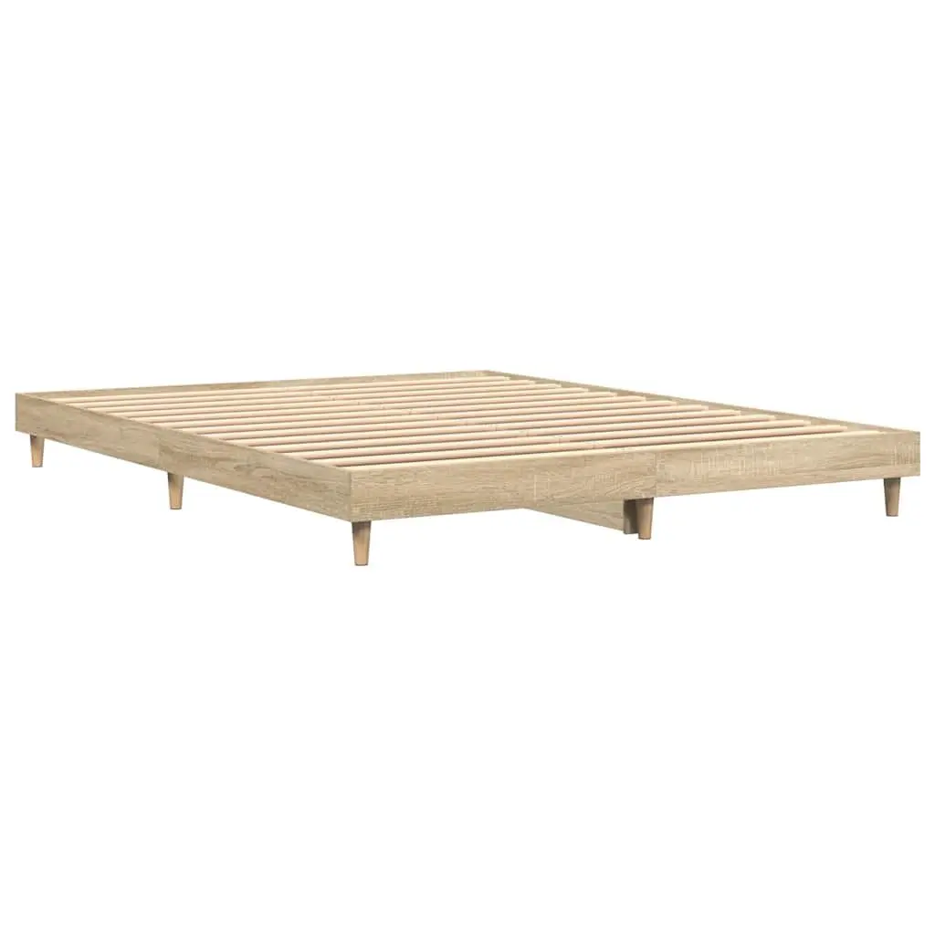 Bed Frame Bedroom 135x190 cm Engineered Wood Sonoma Oak Sleep Platform