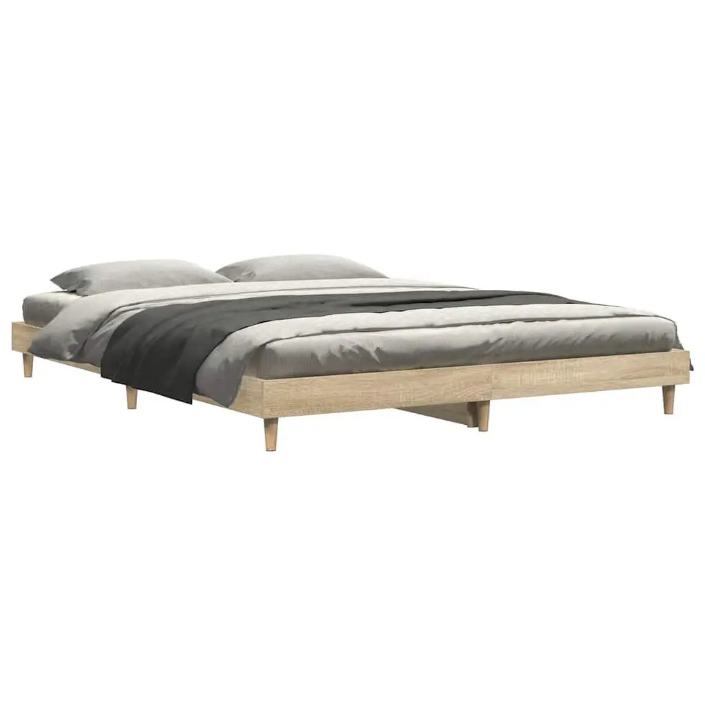 Bed Frame Bedroom 135x190 cm Engineered Wood Sonoma Oak Sleep Platform