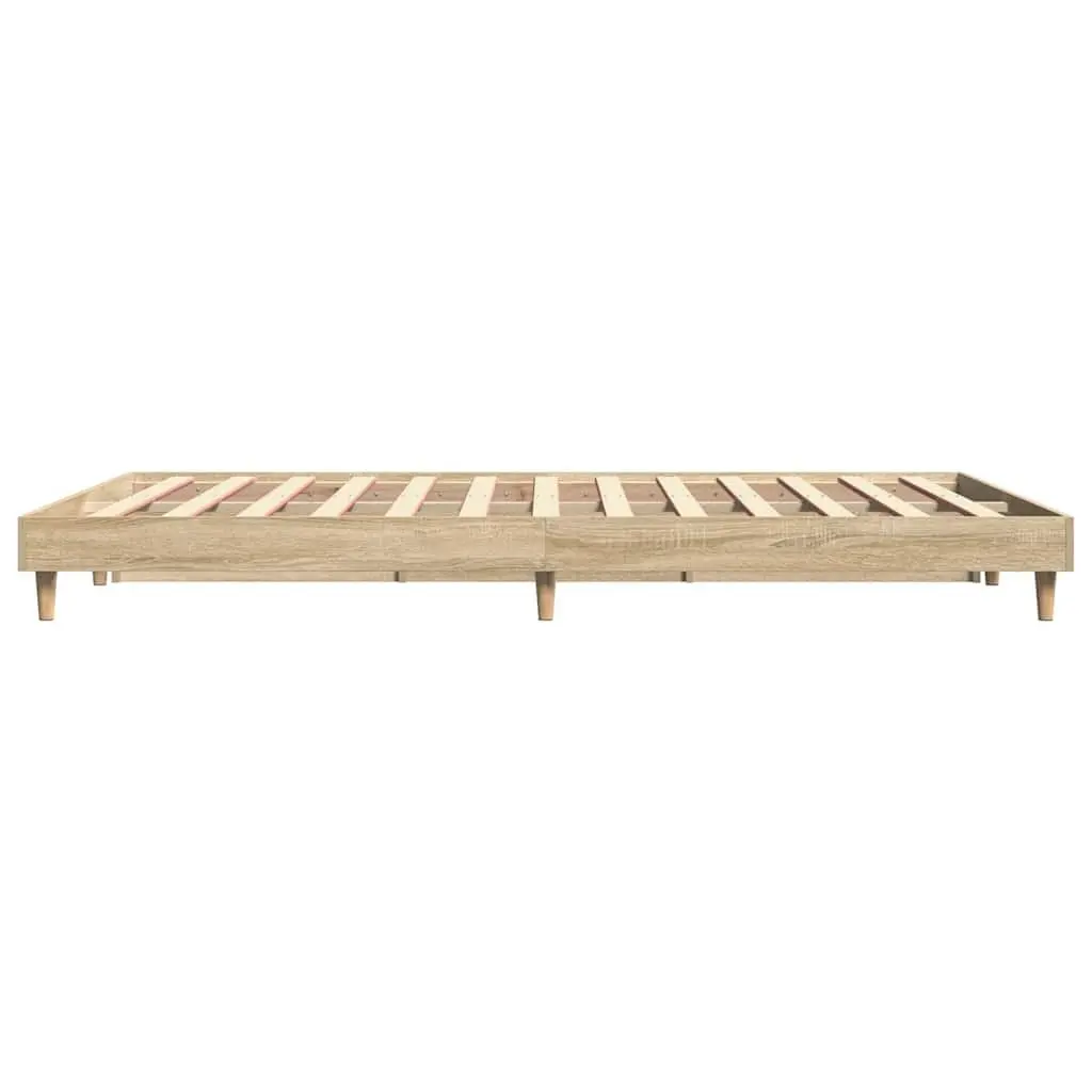 Bed Frame Bedroom 135x190 cm Engineered Wood Sonoma Oak Sleep Platform
