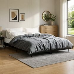 Black Bed Frame Specifications: 135x190 cm, Engineered Wood
