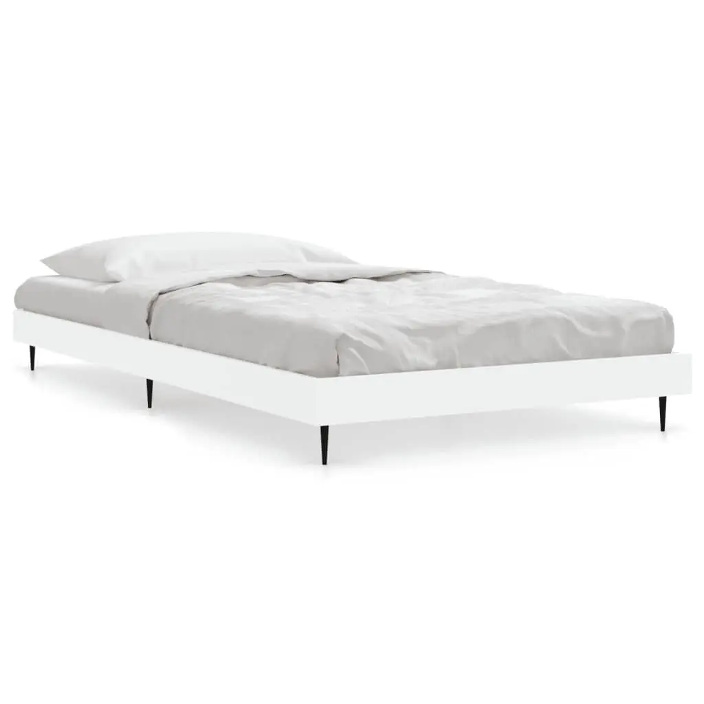 Bed Frame White 90x190 cm Engineered Wood Slatted Base Bedroom Furniture