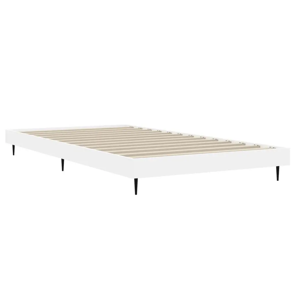 Bed Frame White 90x190 cm Engineered Wood Slatted Base Bedroom Furniture