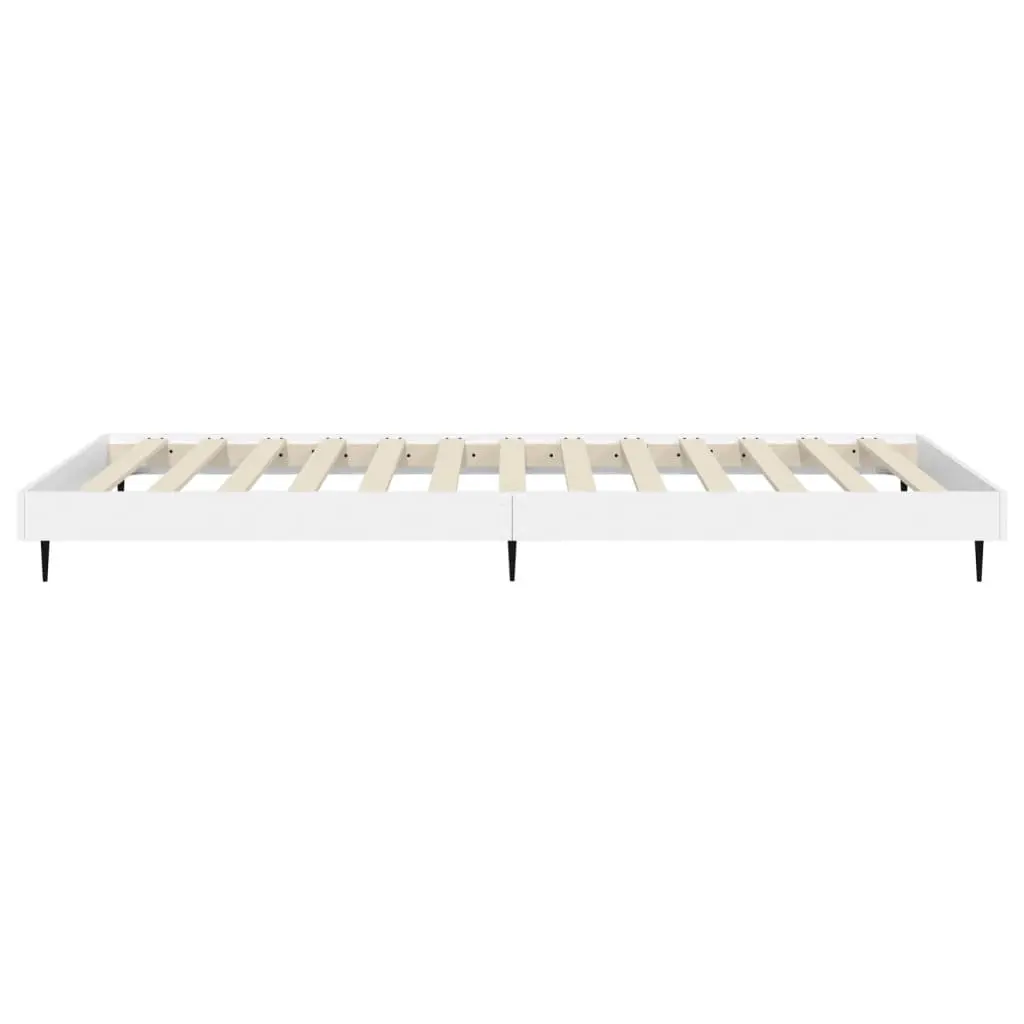 Bed Frame White 90x190 cm Engineered Wood Slatted Base Bedroom Furniture