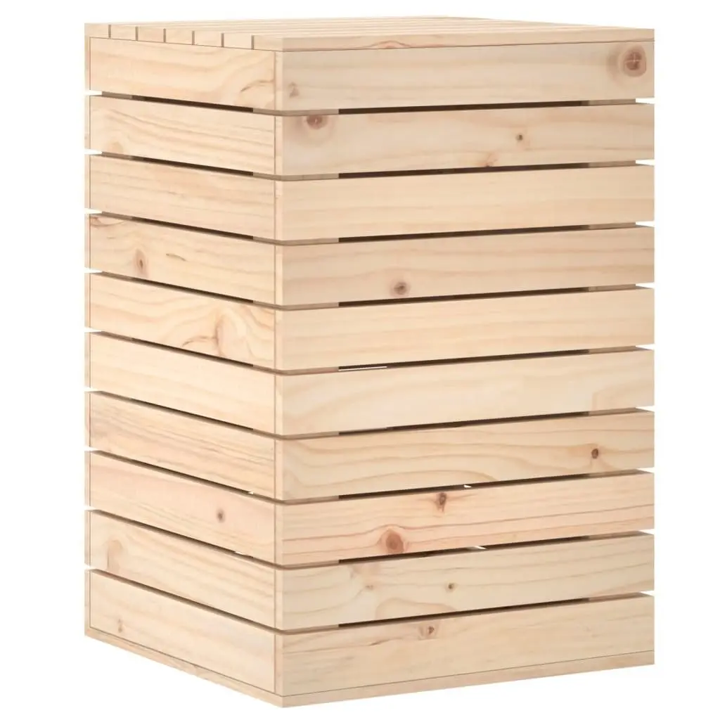 Laundry Basket for Home 44x44x66 cm Solid Wood Pine Brown with Lid