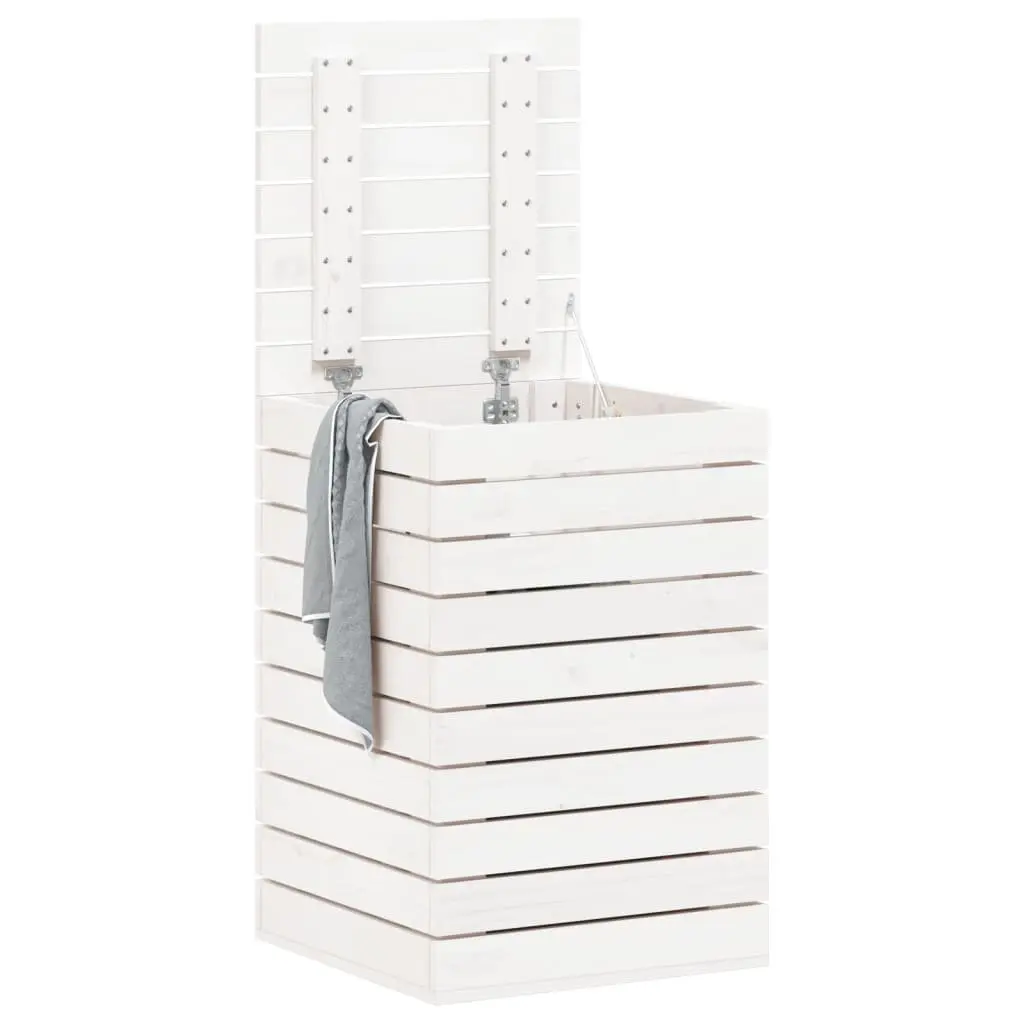 Laundry Basket White Solid Wood Pine Storage Container Household Linen Organiser