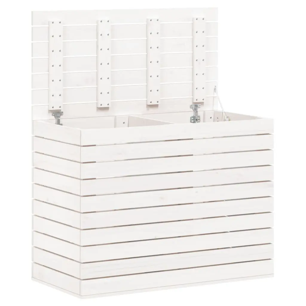 Laundry Basket for Home Organization White Solid Pine Wood Storage Bin with Lid 88.5 x 44 x 66 cm