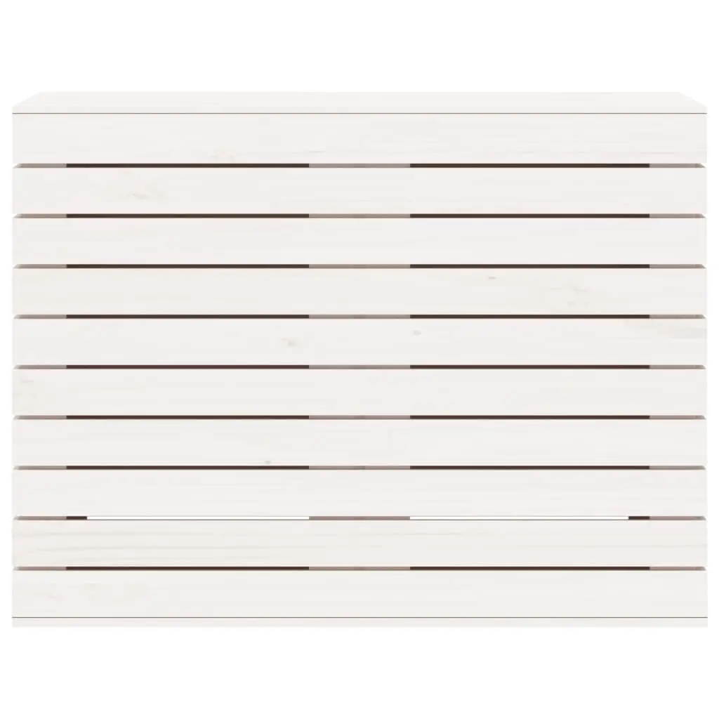 Laundry Basket for Home Organization White Solid Pine Wood Storage Bin with Lid 88.5 x 44 x 66 cm