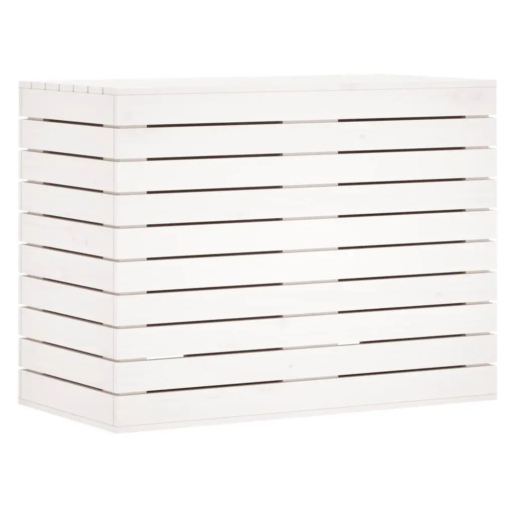 Laundry Basket for Home Organization White Solid Pine Wood Storage Bin with Lid 88.5 x 44 x 66 cm