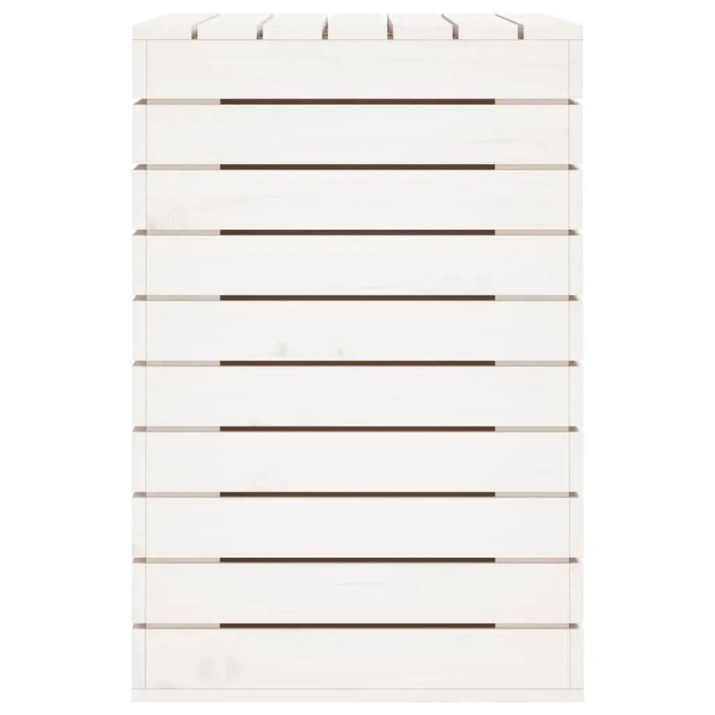 Laundry Basket for Home Organization White Solid Pine Wood Storage Bin with Lid 88.5 x 44 x 66 cm