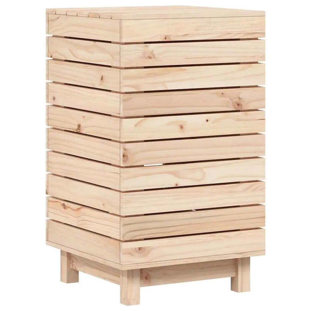 Laundry Basket 44x44x76 cm Solid Wood Pine Brown Storage Bin with Lid