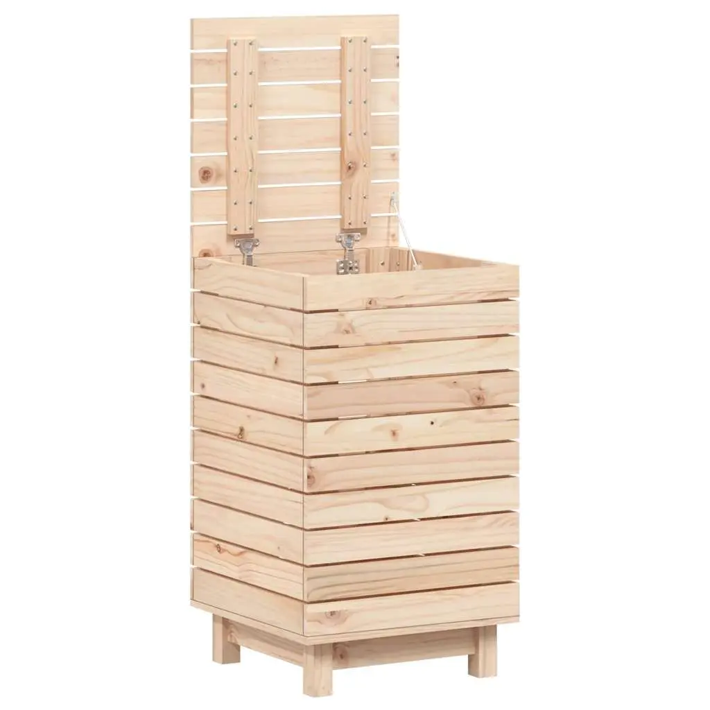 Laundry Basket 44x44x76 cm Solid Wood Pine Brown Storage Bin with Lid