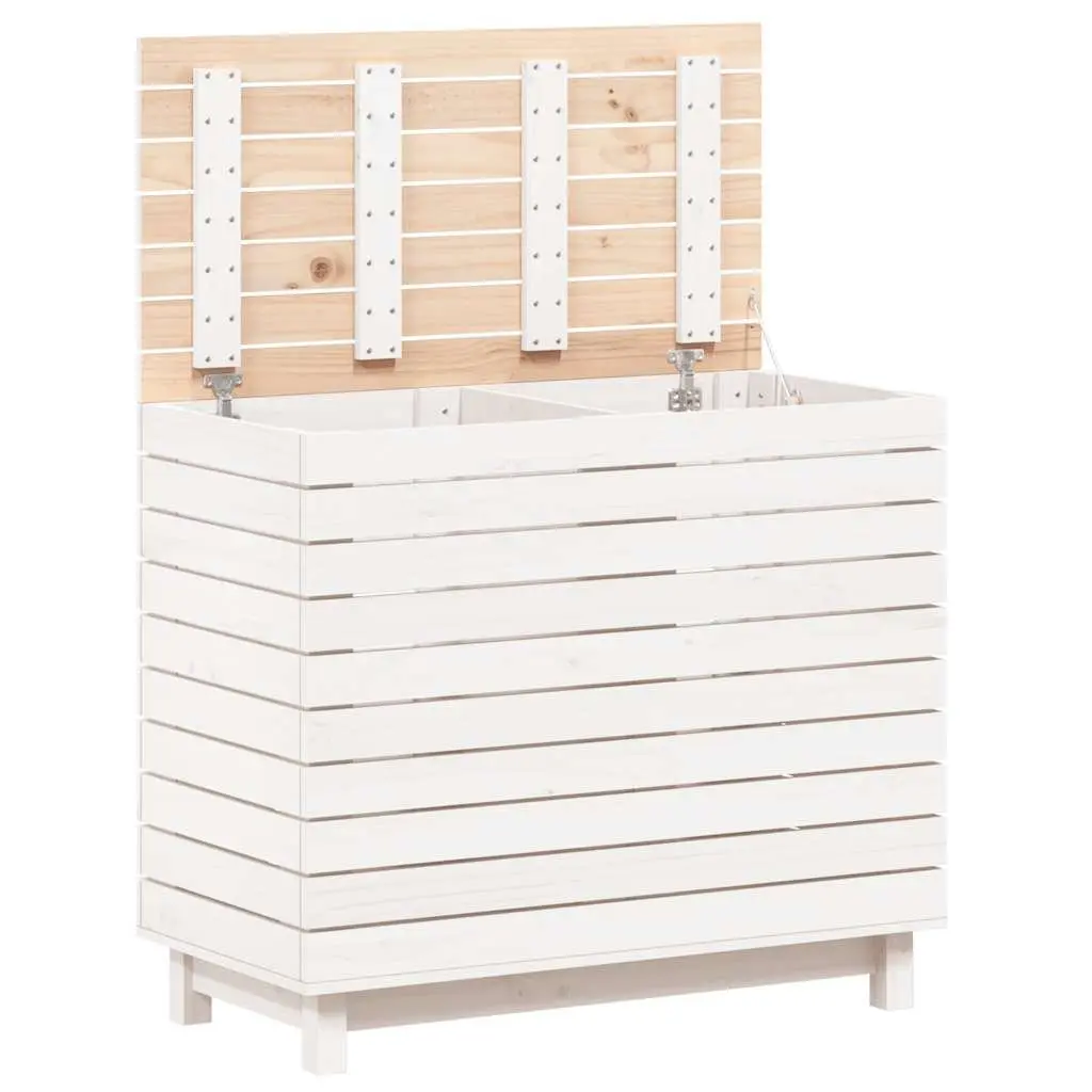 White Wooden Laundry Basket with Lid