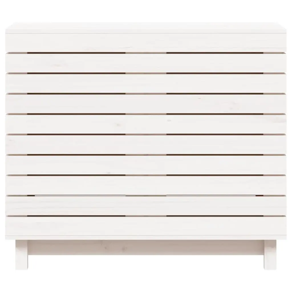 White Wooden Laundry Basket with Lid