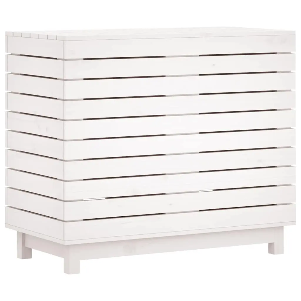 White Wooden Laundry Basket with Lid
