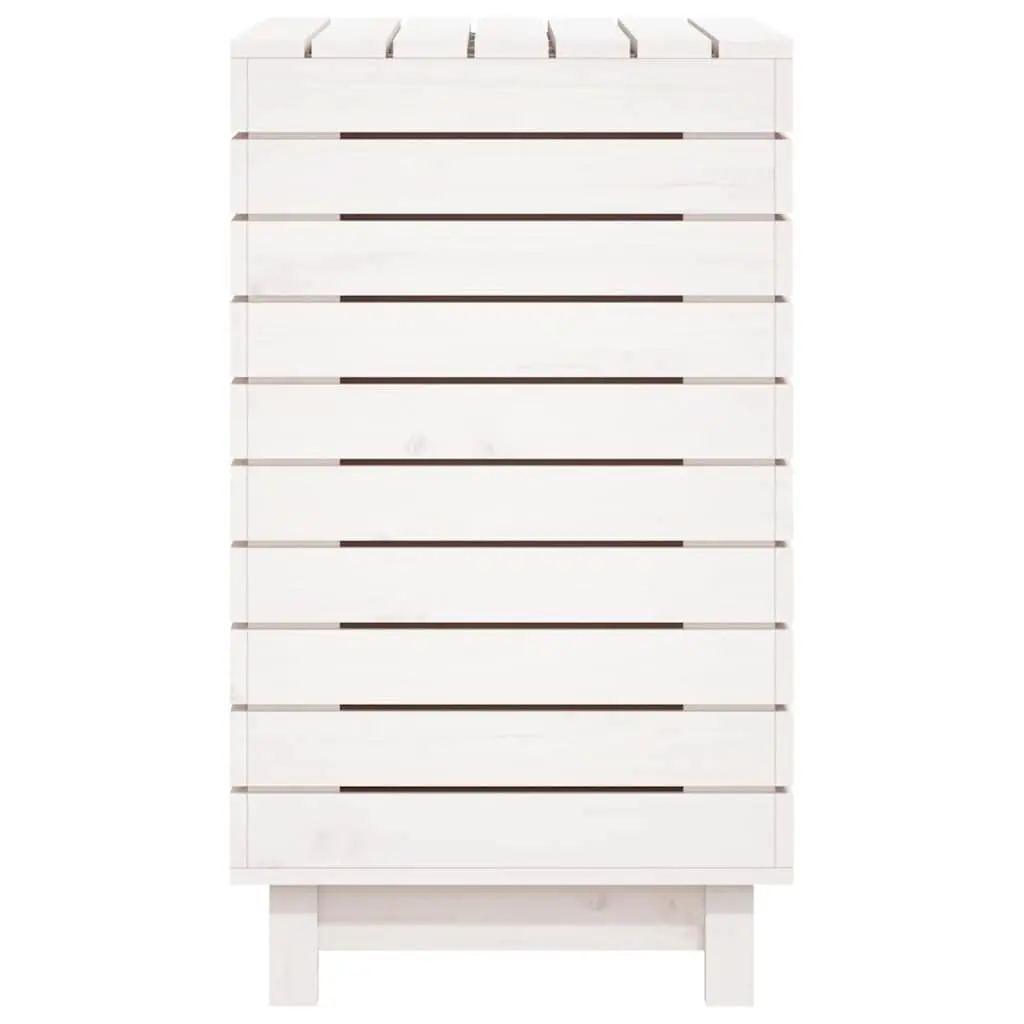 White Wooden Laundry Basket with Lid