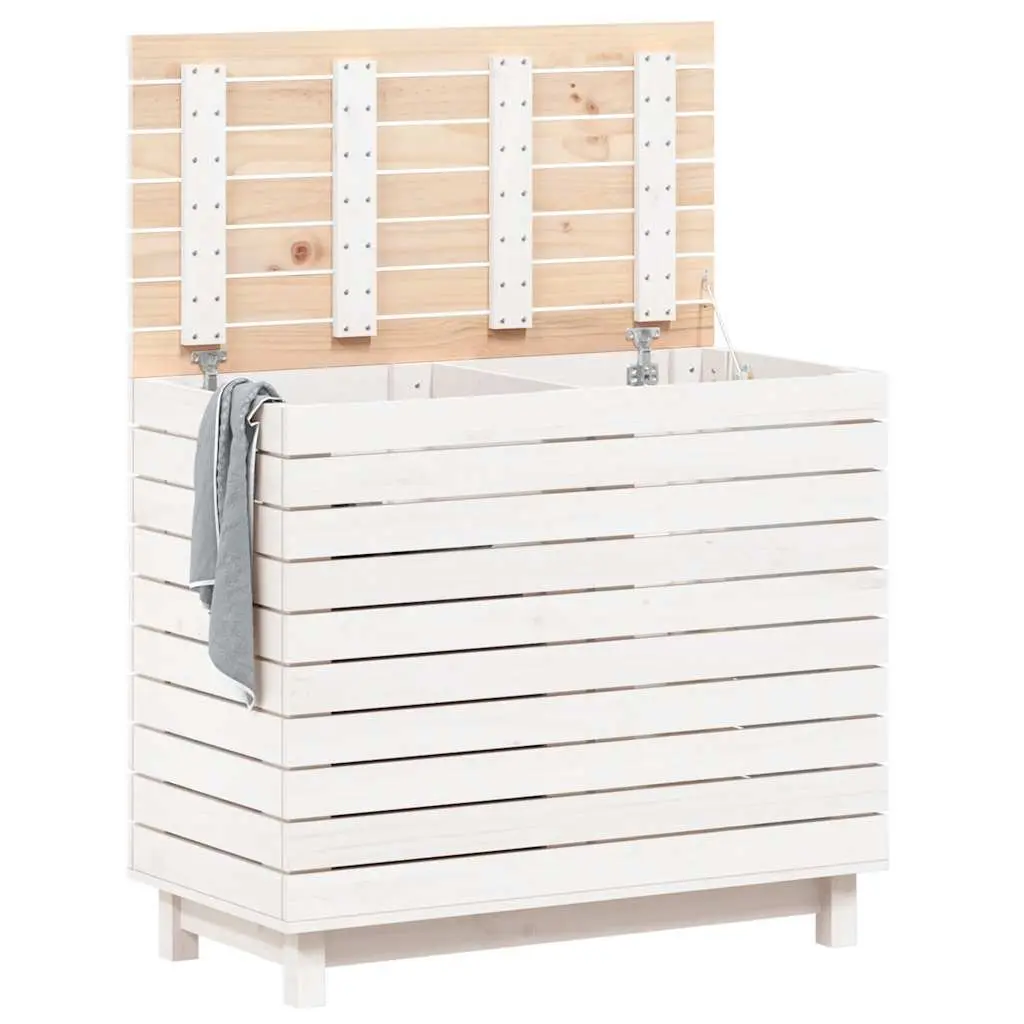 White Wooden Laundry Basket with Lid