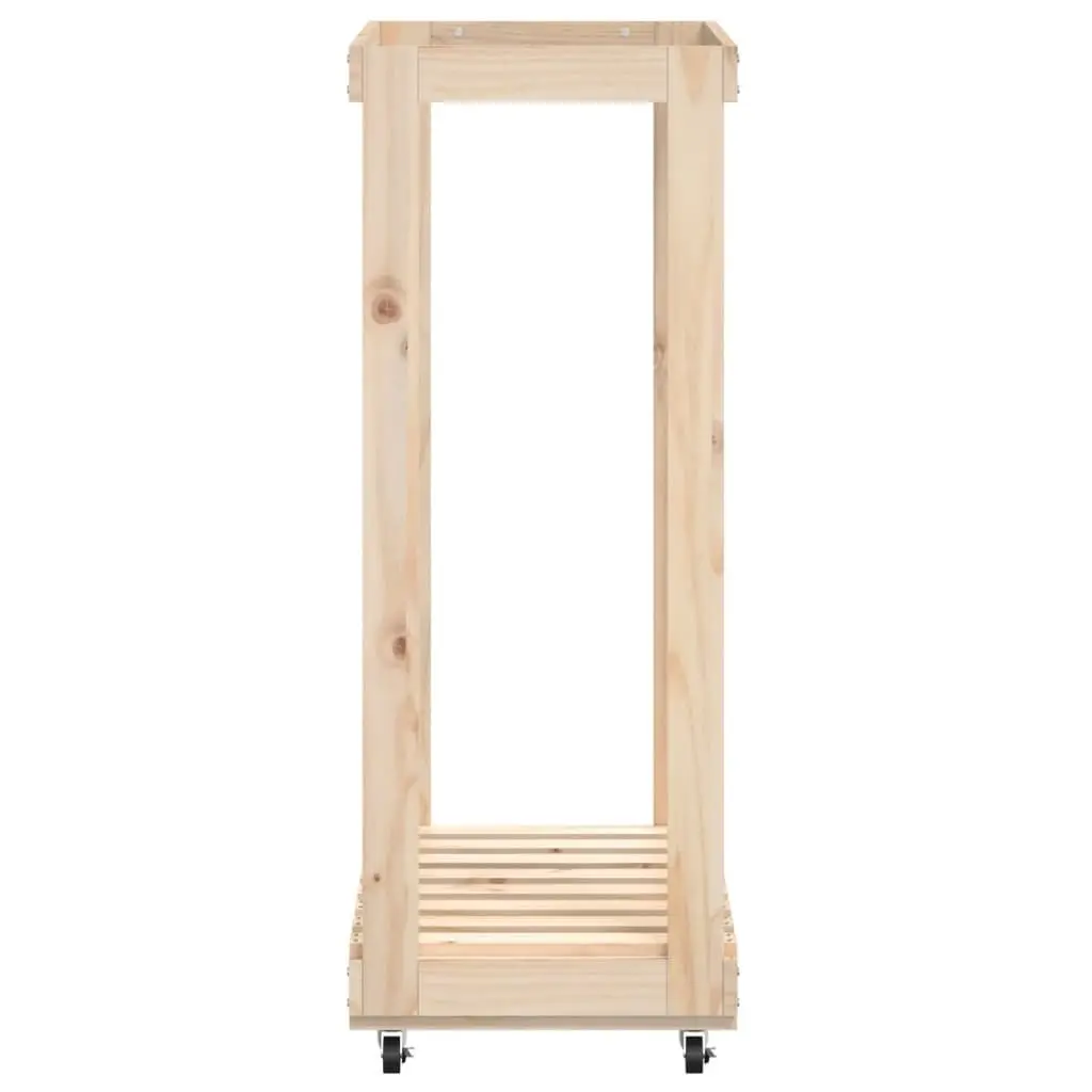 Wooden Log Holder for Indoor Outdoor Use with Wheels Brown 76.5 x 40 x 108 cm