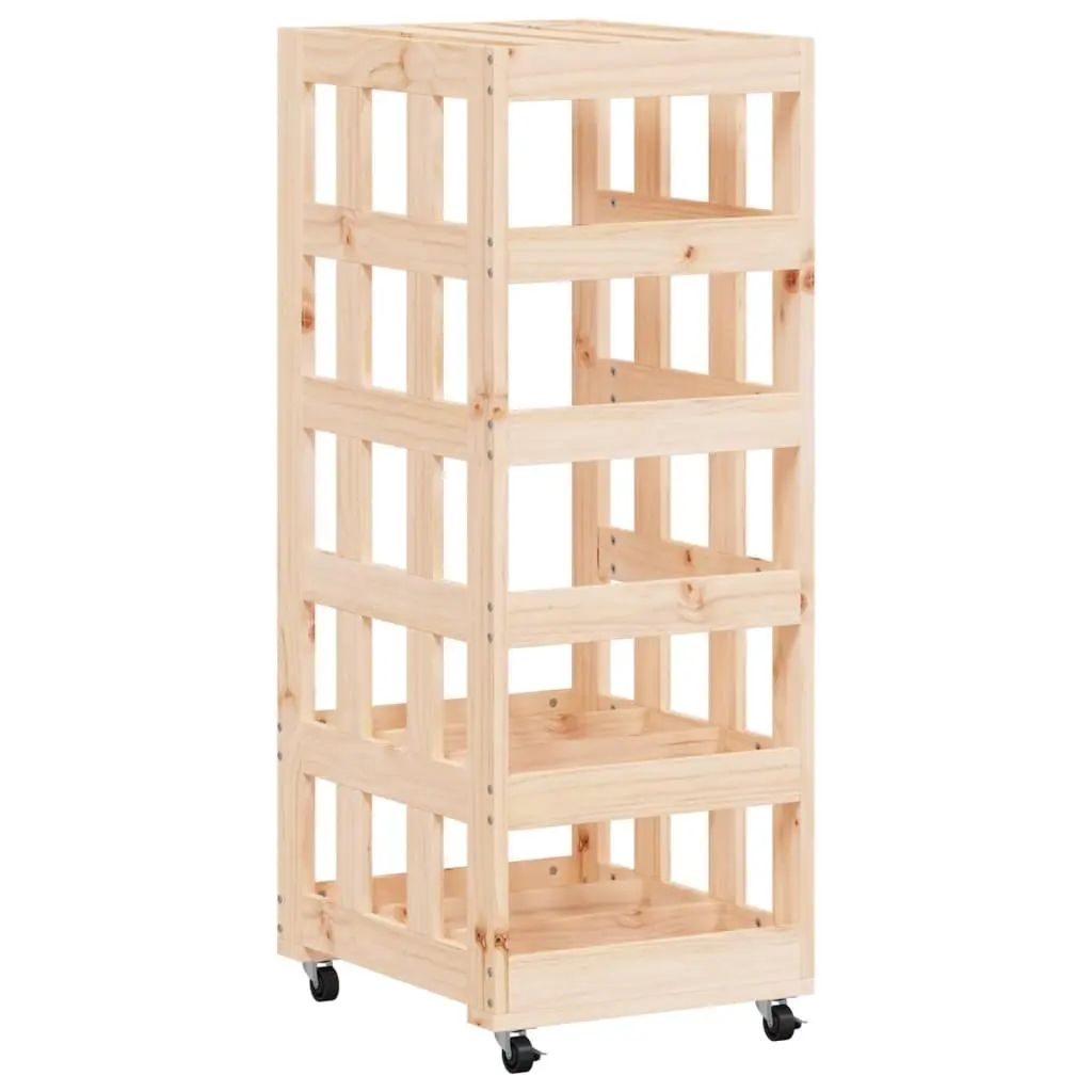 Wooden Log Holder for Firewood Storage with Wheels 40x49x110cm