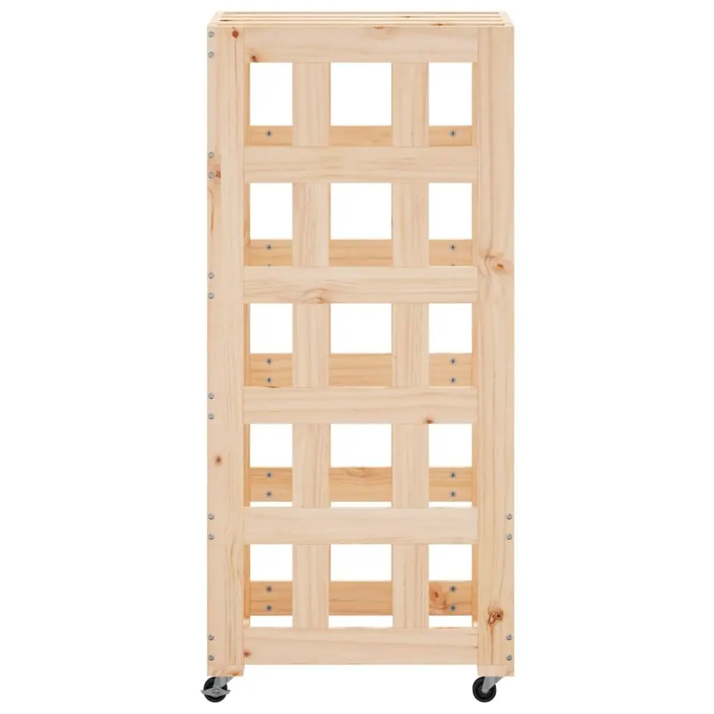 Wooden Log Holder for Firewood Storage with Wheels 40x49x110cm