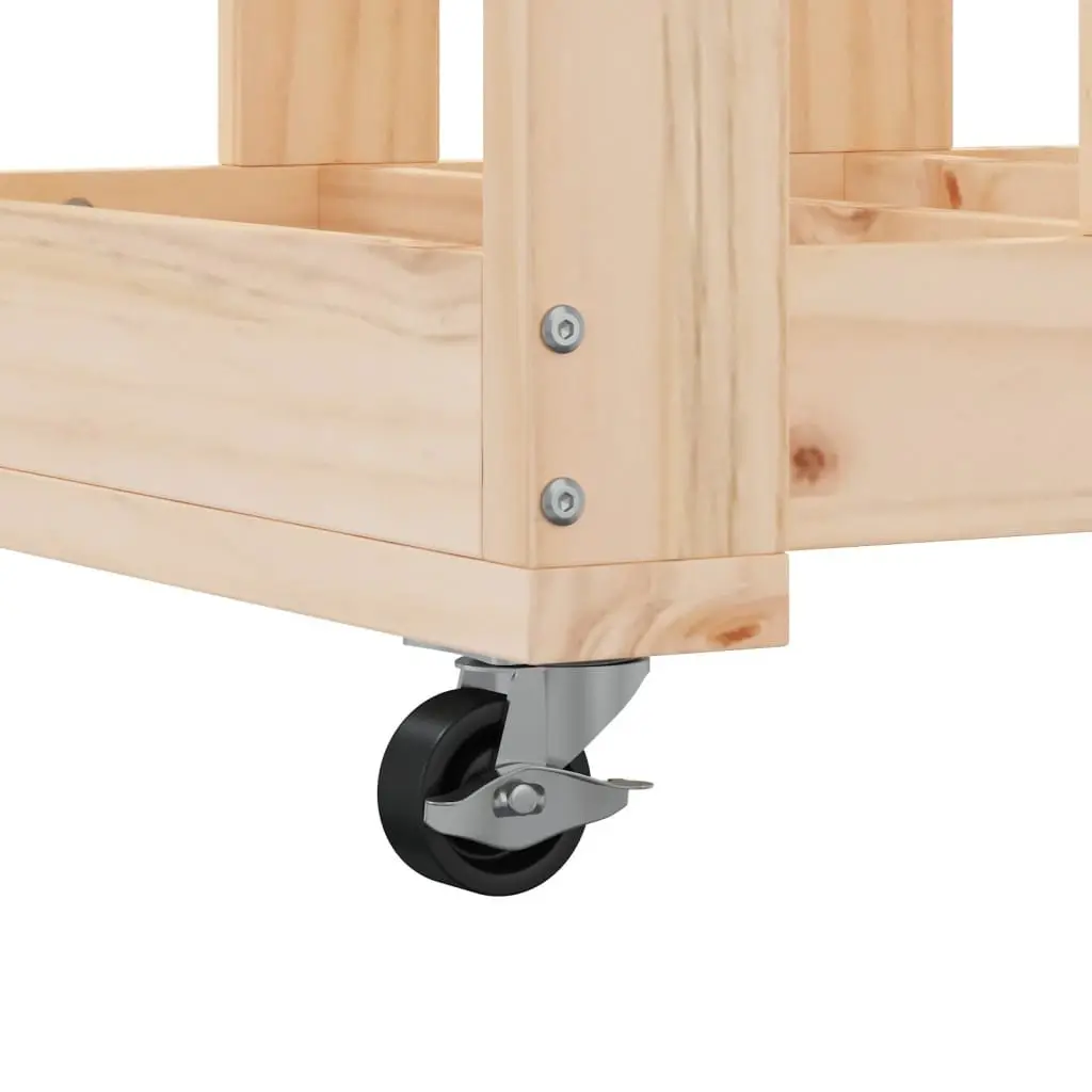 Wooden Log Holder for Firewood Storage with Wheels 40x49x110cm