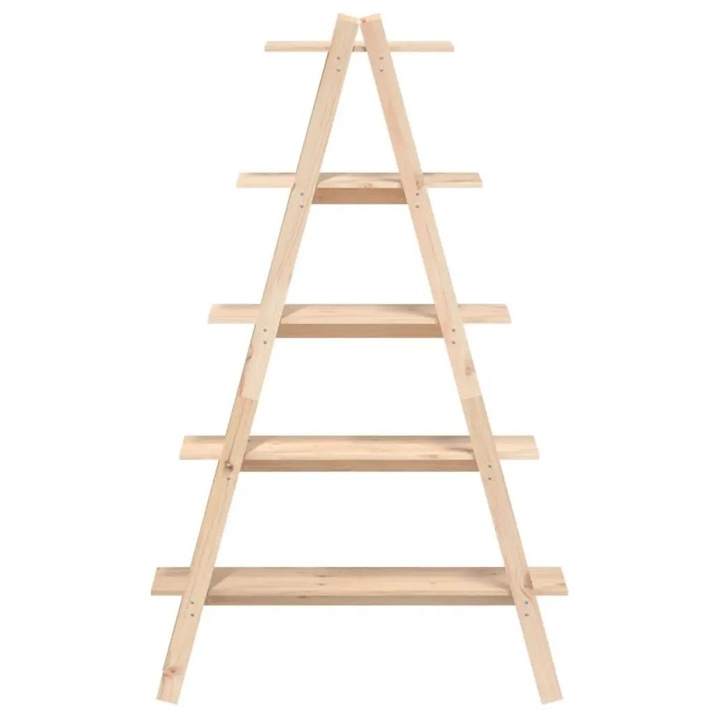 5-Tier A-Frame Wooden Shelf Brown Pine Storage Bookcases Display Stand
