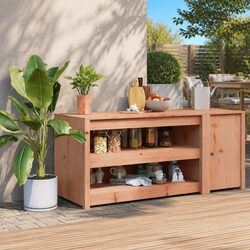 Outdoor Kitchen Cabinet: 106x55x64cm Brown Solid Wood