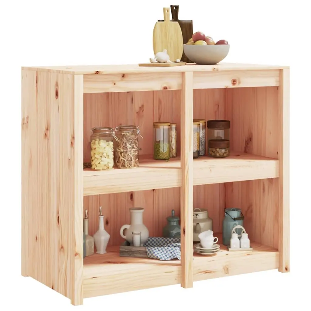 Outdoor Kitchen Cabinet Brown Solid Pine Wood Garden Storage Furniture