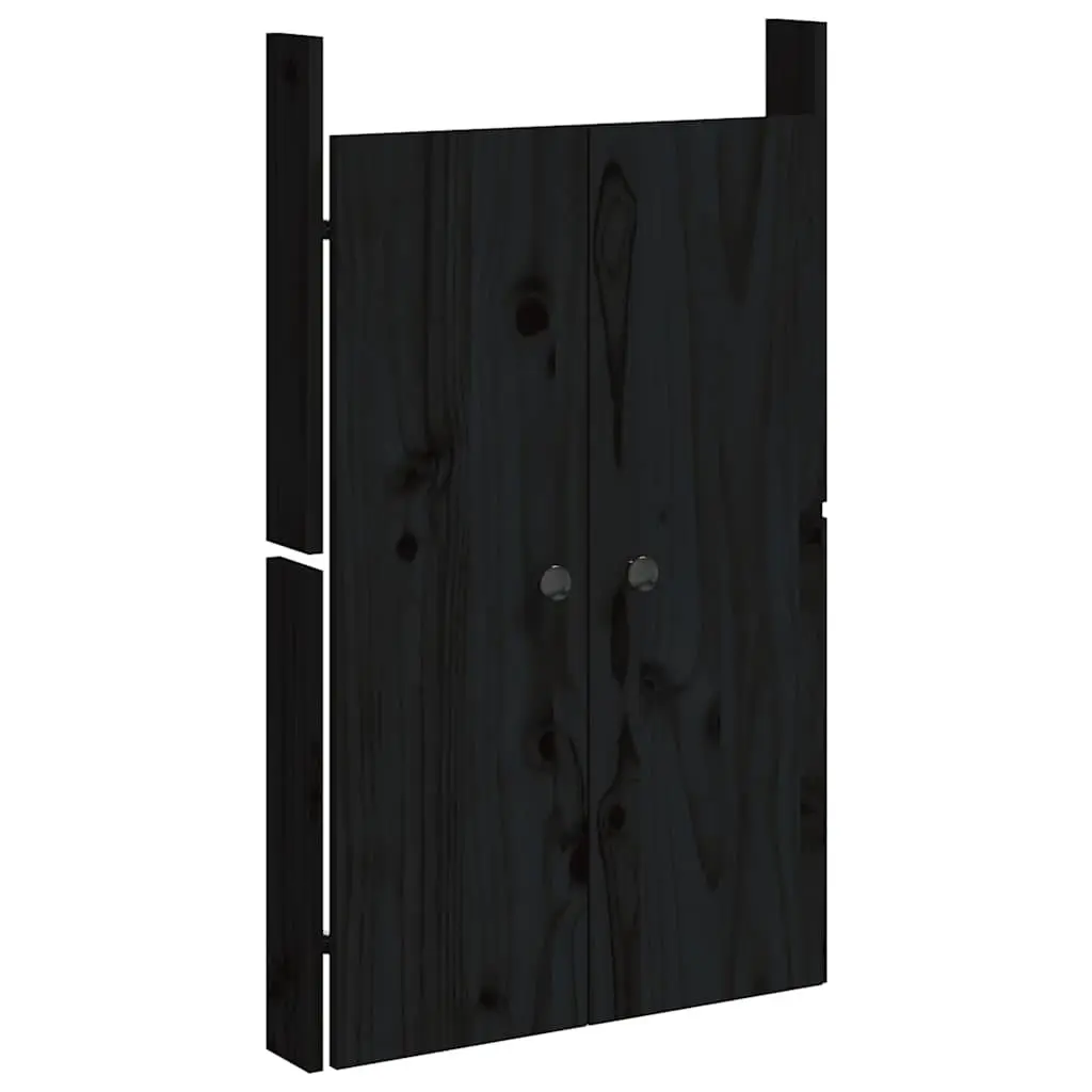 Outdoor Cabinet Door Black Solid Pine Wood Garden Kitchen Access Panel 50x9x82cm