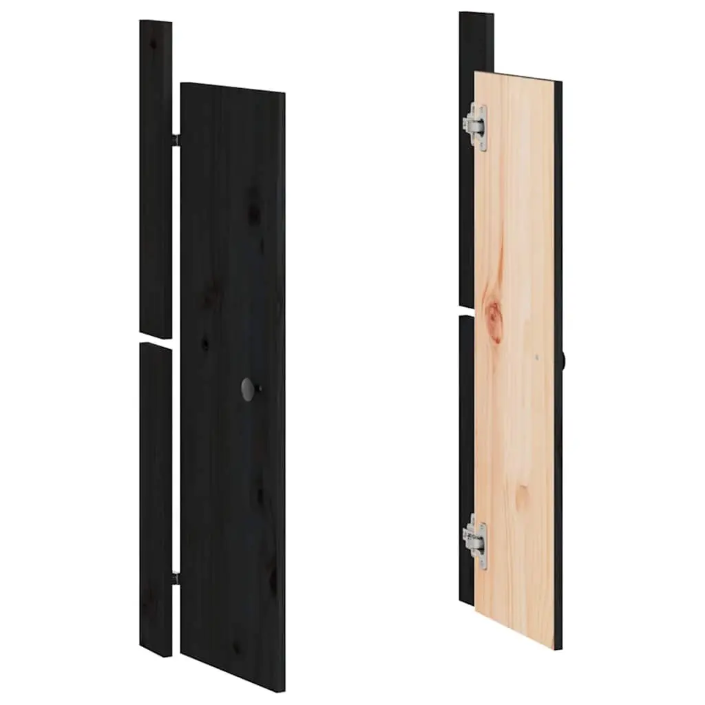 Outdoor Cabinet Door Black Solid Pine Wood Garden Kitchen Access Panel 50x9x82cm