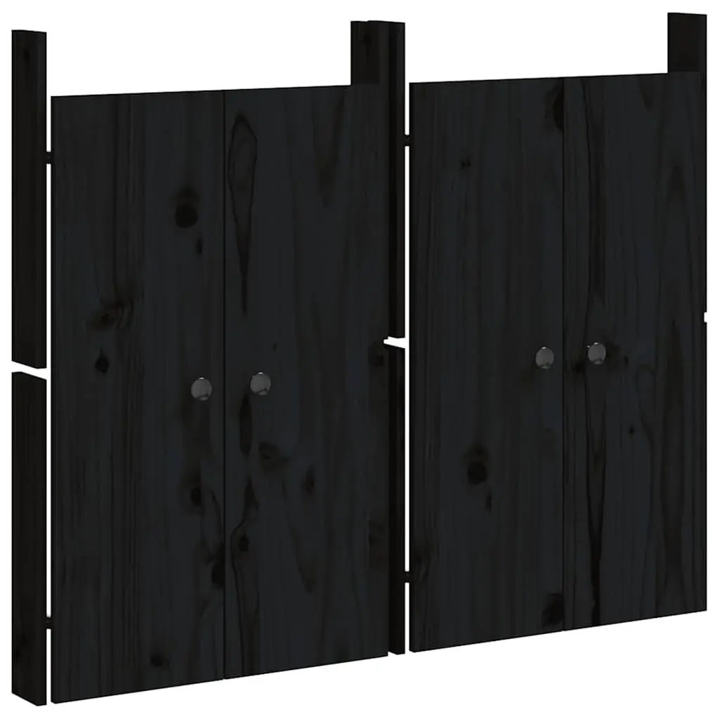 Outdoor Kitchen Cabinet Doors 2pc Black Solid Pine Wood Garden Storage Access