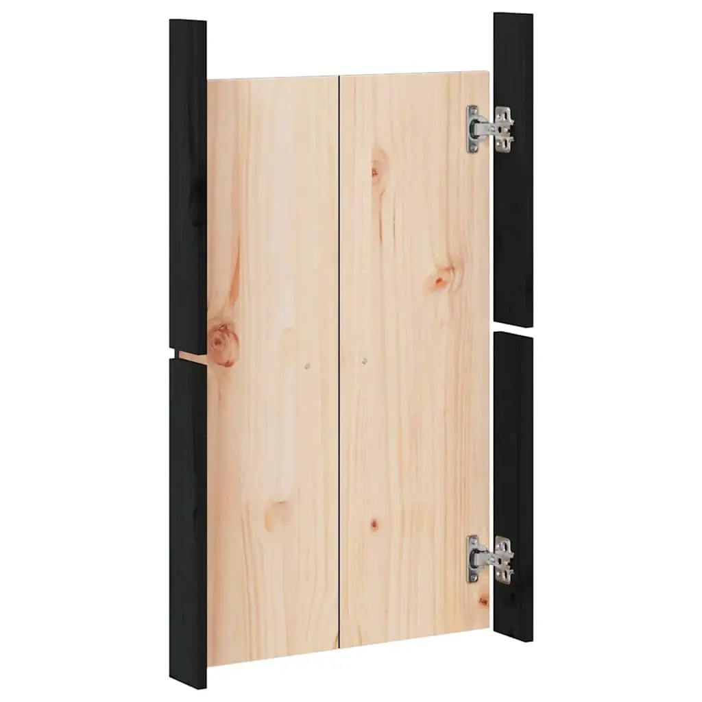 Outdoor Kitchen Cabinet Doors 2pc Black Solid Pine Wood Garden Storage Access