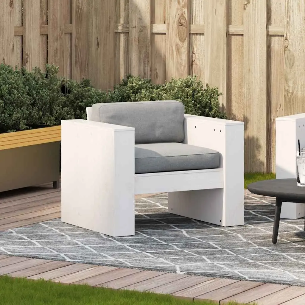 Garden Sofa White Outdoor Seating Chair Patio Furniture Solid Wood Pine