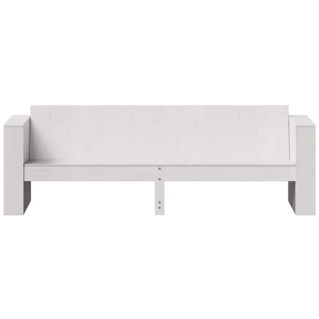 Wooden Patio Sofa Outdoor Seating 3-Seater with Backrest and Armrests White