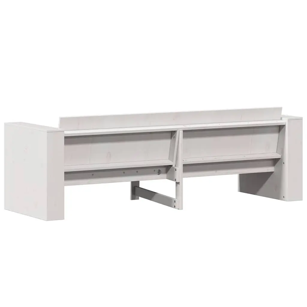Wooden Patio Sofa Outdoor Seating 3-Seater with Backrest and Armrests White