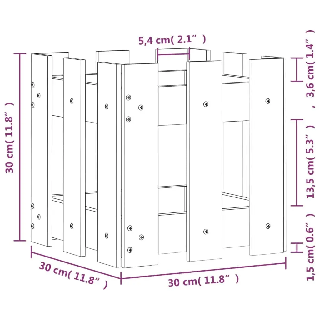 Garden Planter Box for Outdoor Use 30x30x30 cm Solid Pine Wood