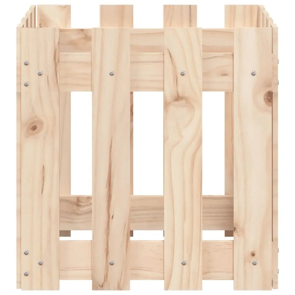 Garden Planter Box with Fence Design 40x40x40cm Solid Wood Pine Outdoor Flowers