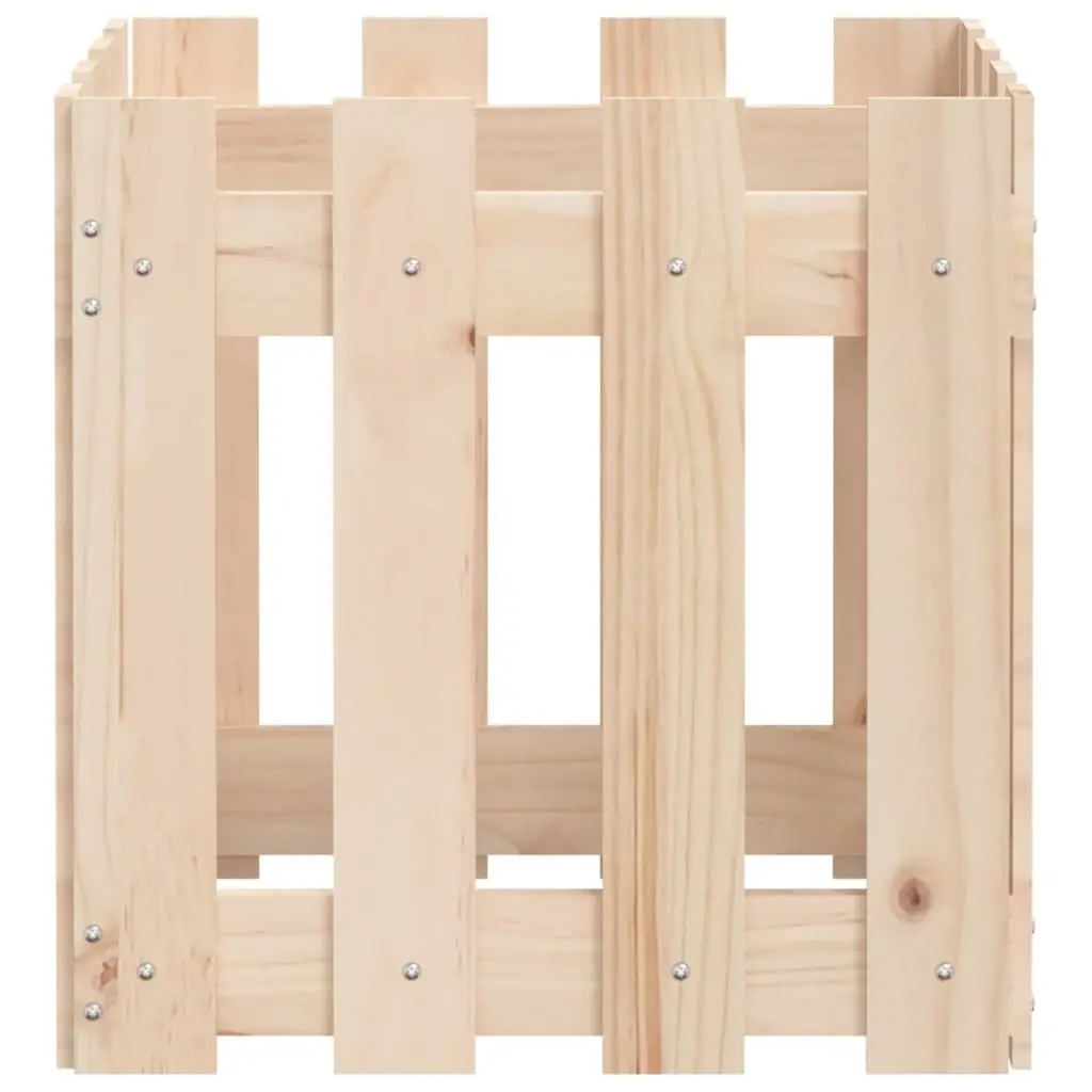 Garden Planter Box with Fence Design 40x40x40cm Solid Wood Pine Outdoor Flowers