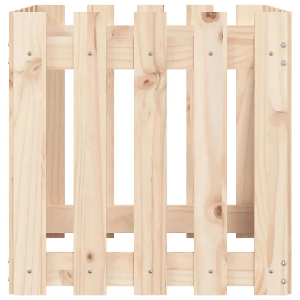 Garden Planter Box with Fence Design 50x50x50cm Solid Wood Pine Flowers Plants