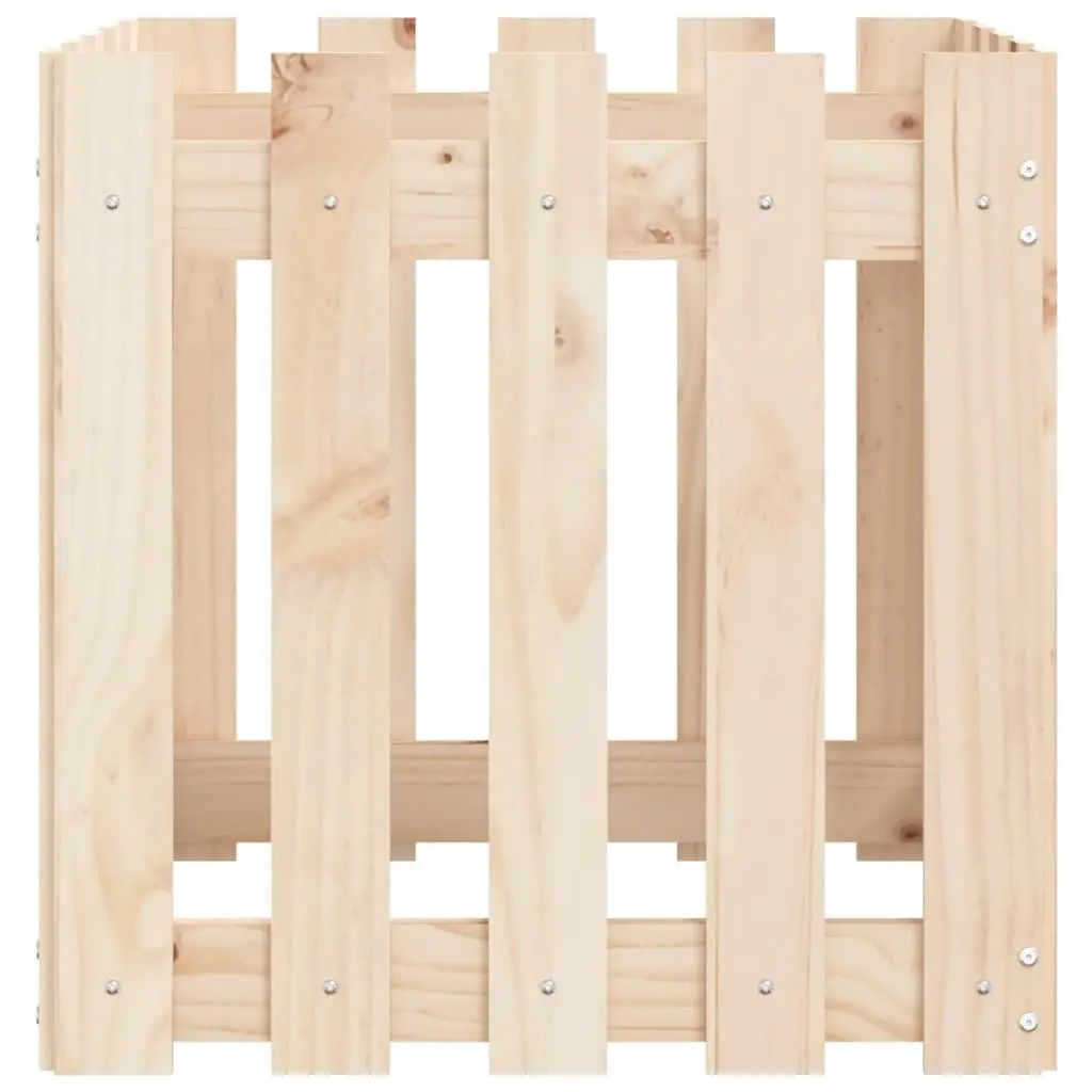 Garden Planter Box with Fence Design 50x50x50cm Solid Wood Pine Flowers Plants