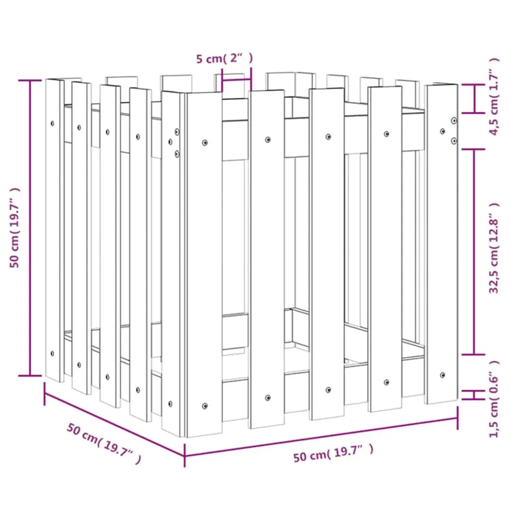 Wooden Garden Planter Outdoor 50x50x50cm