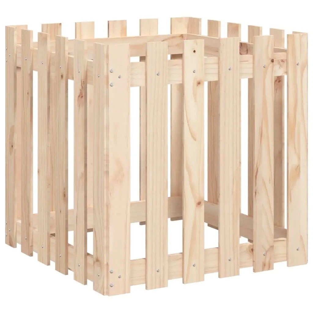 Garden Planter with Fence Design 60x60x60 cm Solid Pine Wood Brown