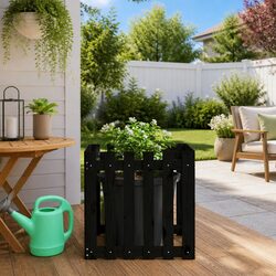 Garden Planter: Black Solid Wood Pine 60x60x60 cm
