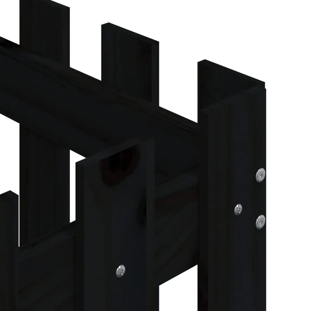 Garden Planter with Fence Design Black 60x60x60 cm Solid Wood Pine Pot
