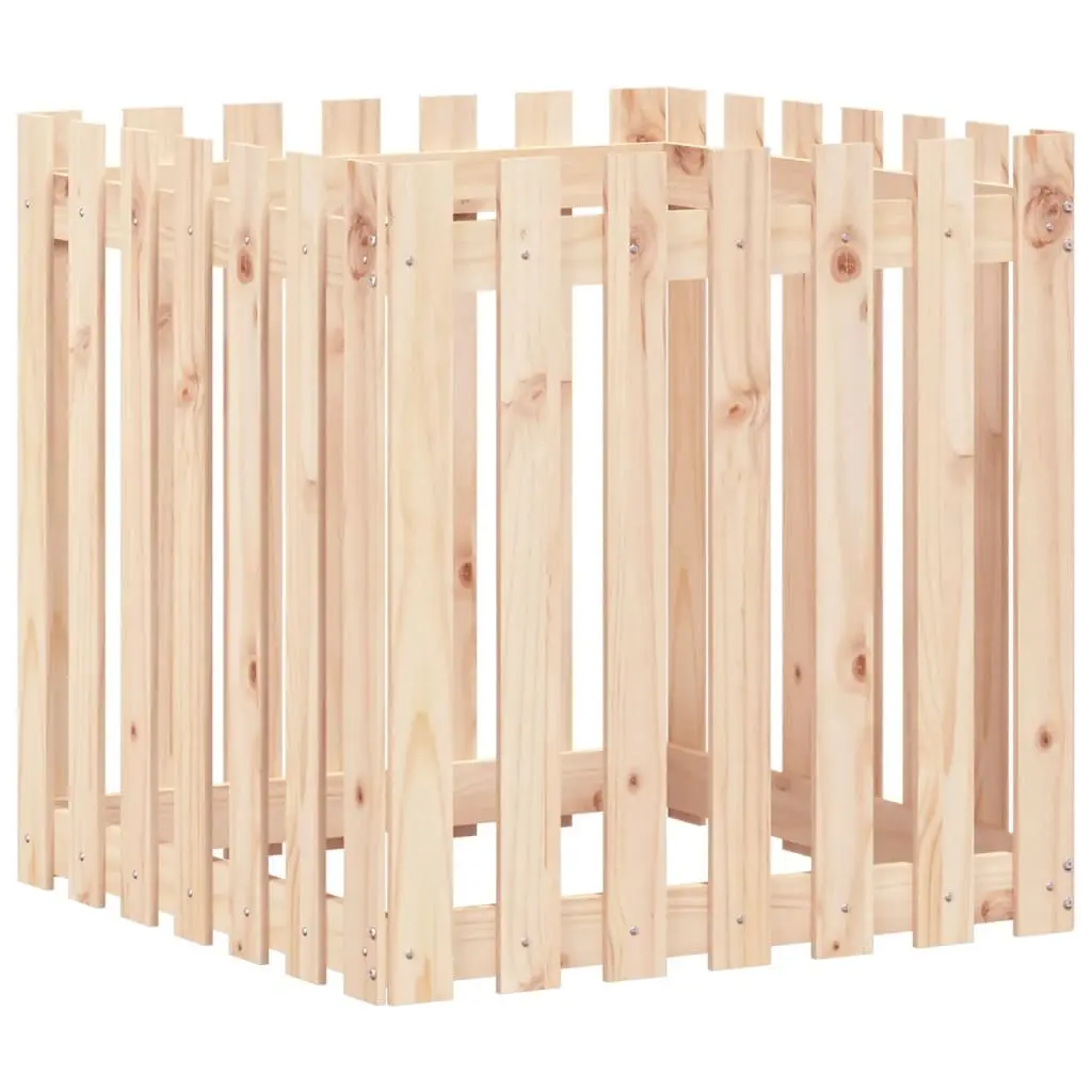 Garden Planter with Fence Design 70x70x70 cm Solid Wood Pine Brown