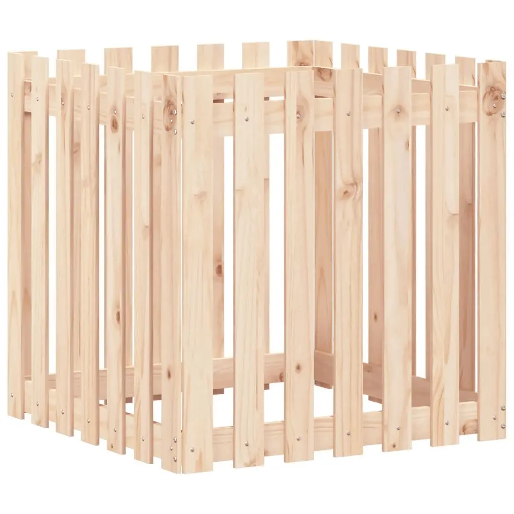 Garden Planter with Fence Design 70x70x70 cm Solid Wood Pine Brown