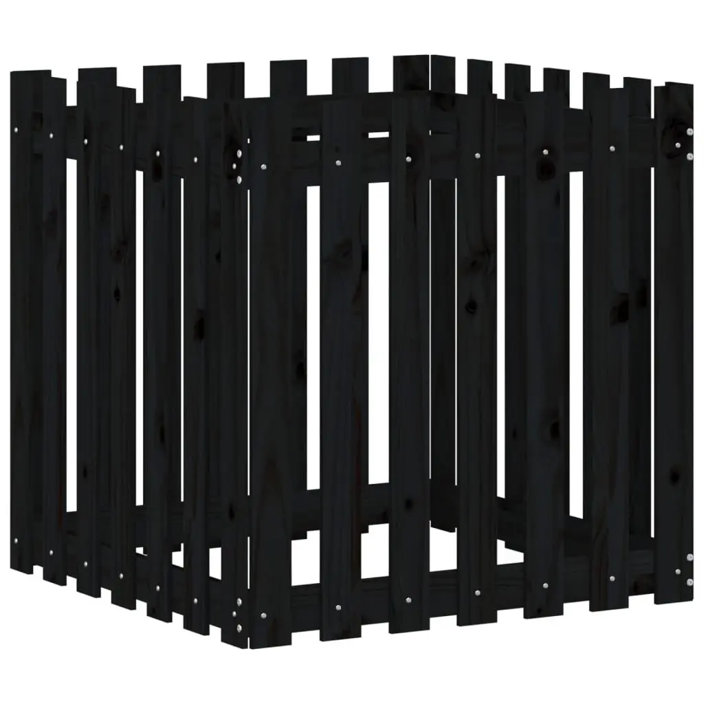 Garden Planter Outdoor 70x70x70 cm Solid Wood Black